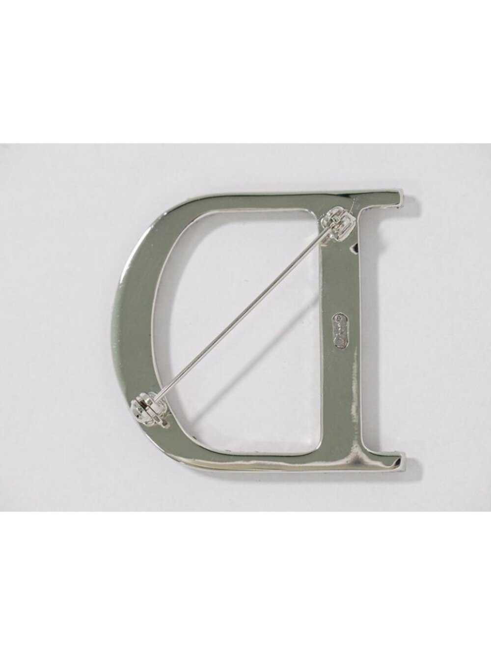 Dior Dlogo Line Stone Brooch Metal Silver - Picture 2 of 9